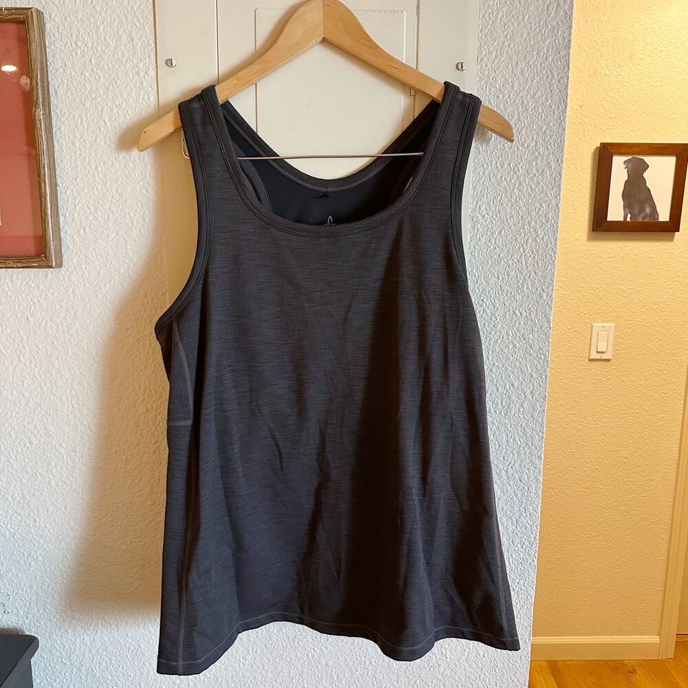 prAna Charcoal Grey Built In Shelf Bra Racerback Tank Top Activewear Womens 2X